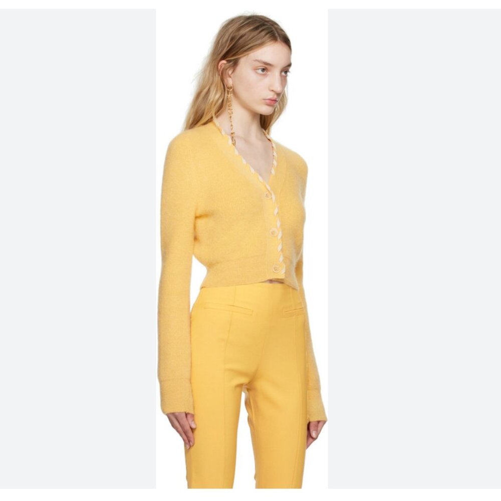 Jacquemus Ecru Women's Cardigan Yellow Le Raphia Sweater, XS, Like New